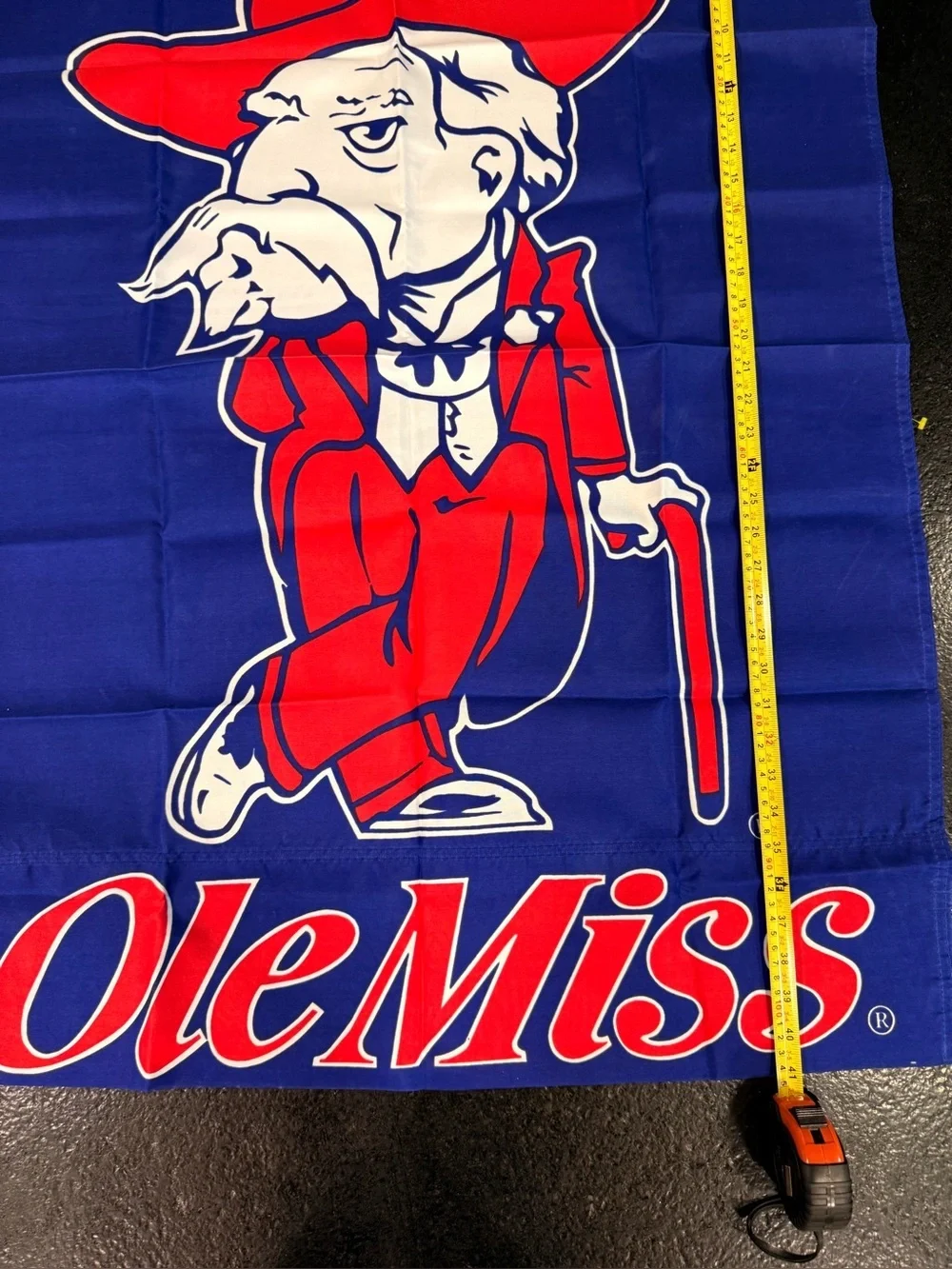 🏈 Ole Miss Rebels Vintage Banner Outdoor Flag Colonel Col Reb 43.5X27  red blue